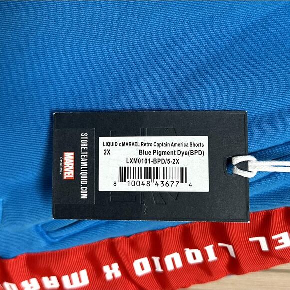 LIQUID X MARVEL Retro Captain America Shorts Blue Pigment Dye Boys 2XL - Picture 4 of 9